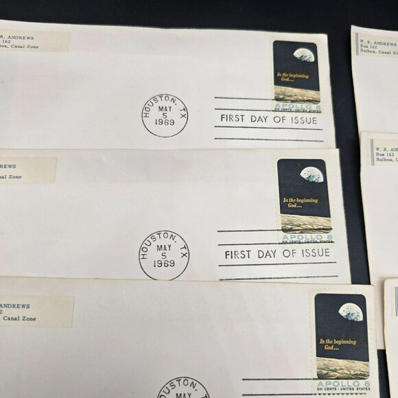 Apollo 8 First Day Of Issue Stamped Envelopes Set Of 10 Vintage 1969 LI3034 - Picture 2 of 9